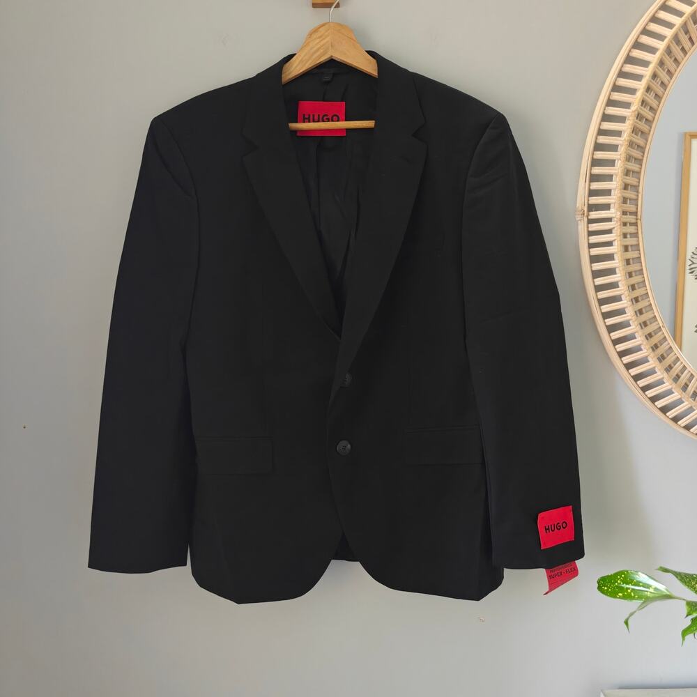 NWT HUGO Boss JefferyM204X Black Wool Blazer Regular Fit 40S
